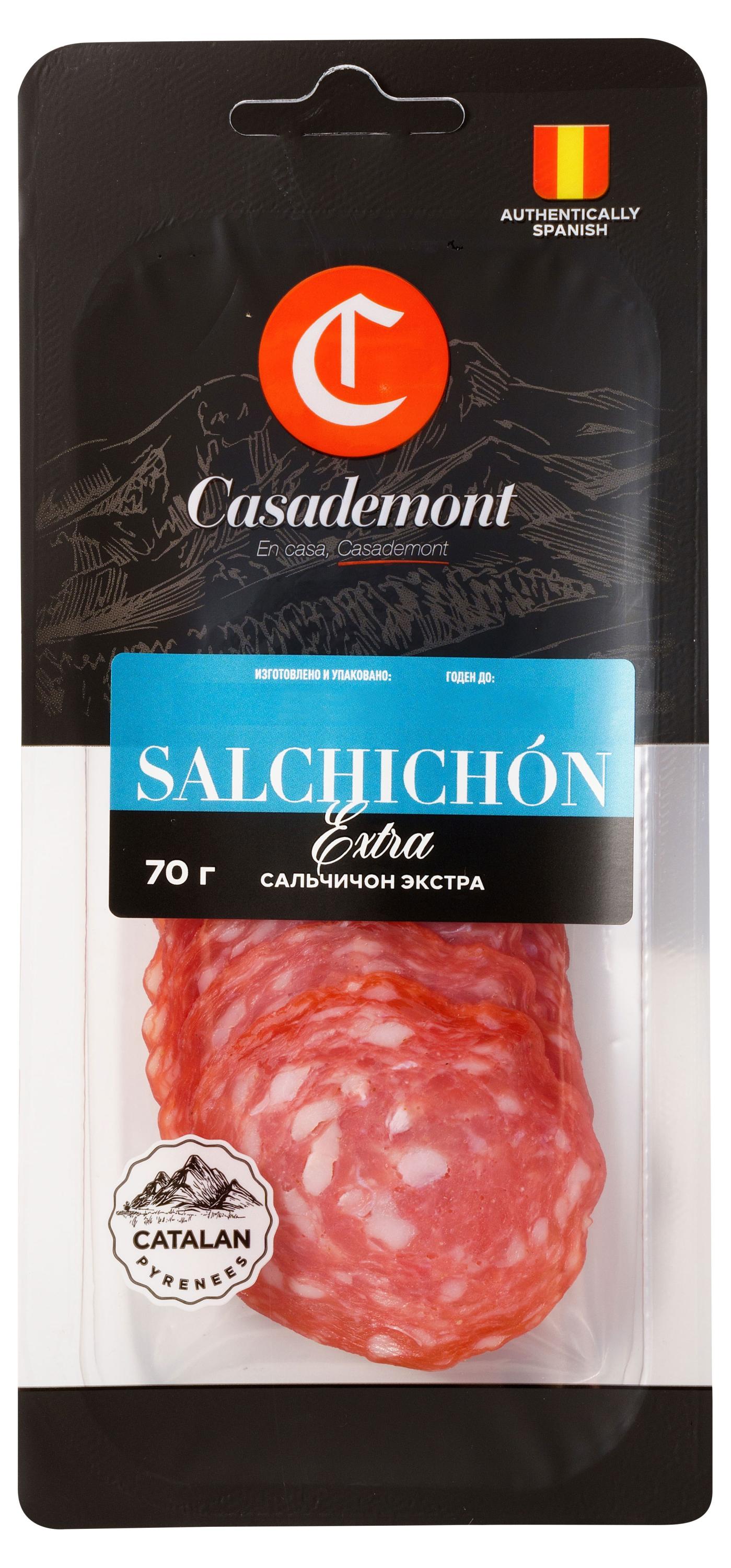 Колбаса сыровяленая Casademont Salchichon Extra Сальчичон Экстра полусухая нарезка, 70 г