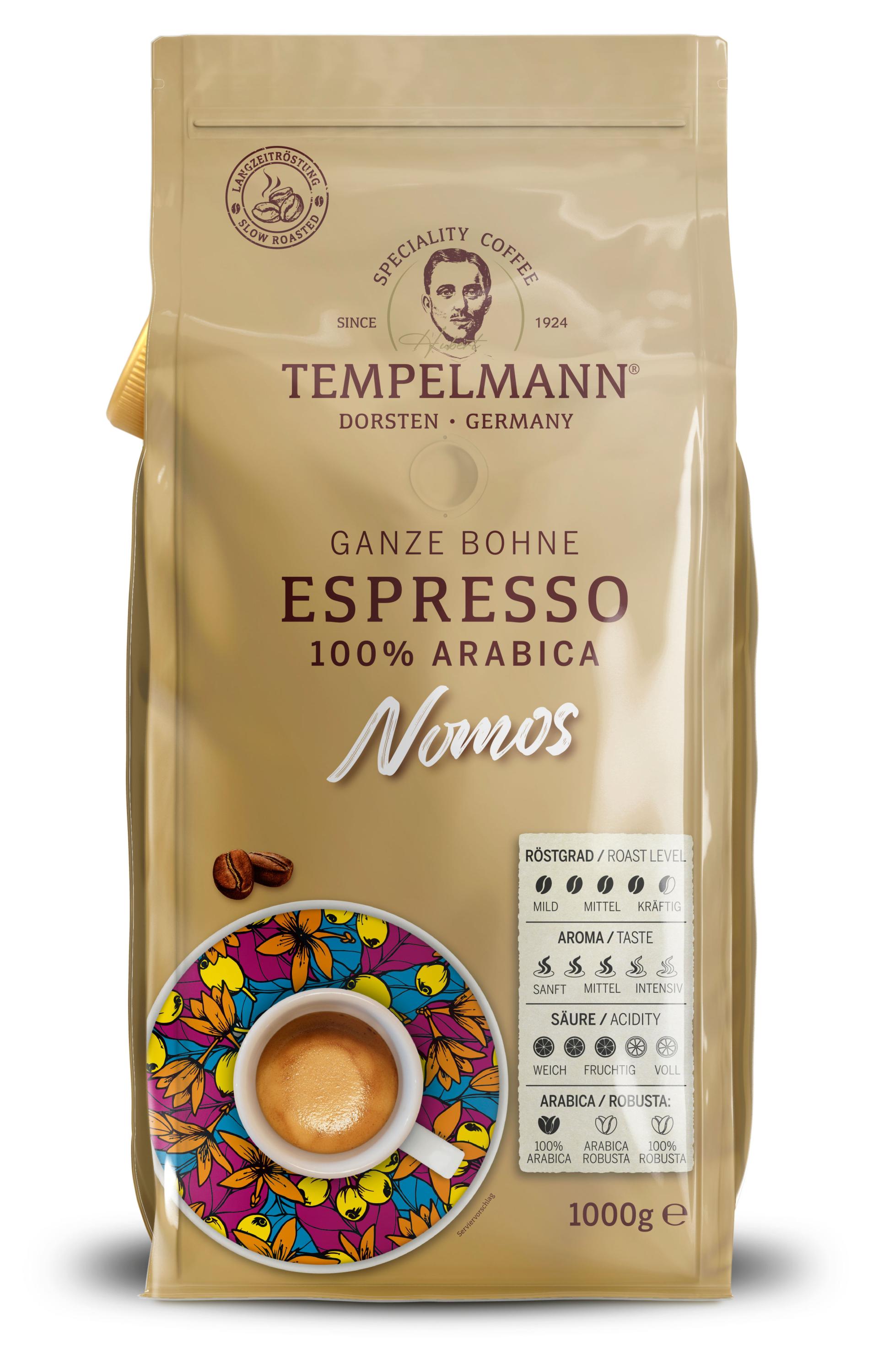 Кофе зерновой Tempelmann Nomos Espresso Германия, 1000 г