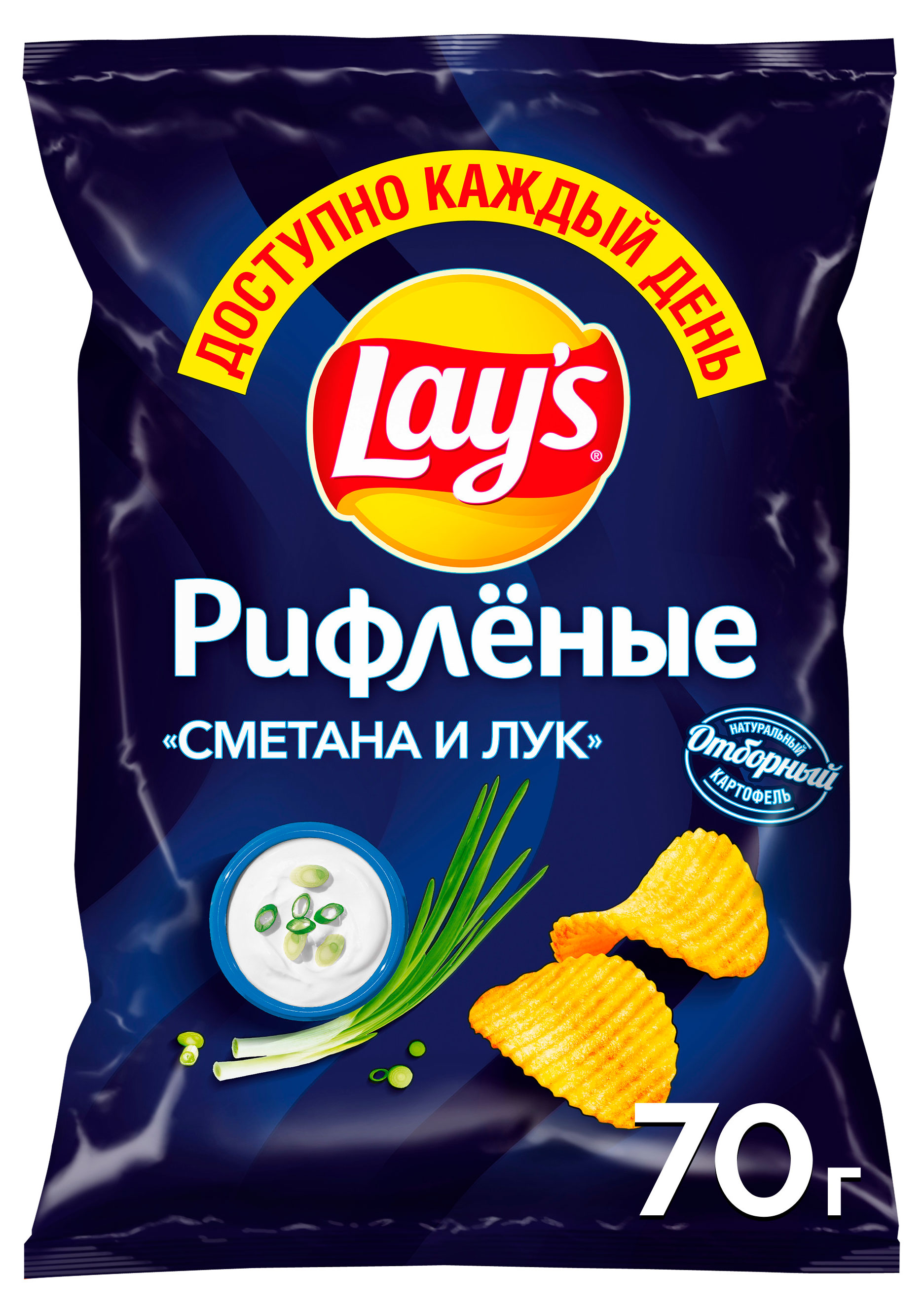Чипсы картофельные Lay's Рифленые сметана и лук, 70 г