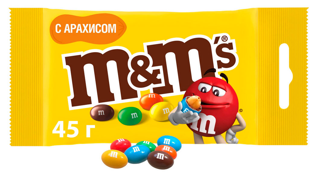 Конфеты M&M's Драже с арахисом и молочным шоколадом, 45 г