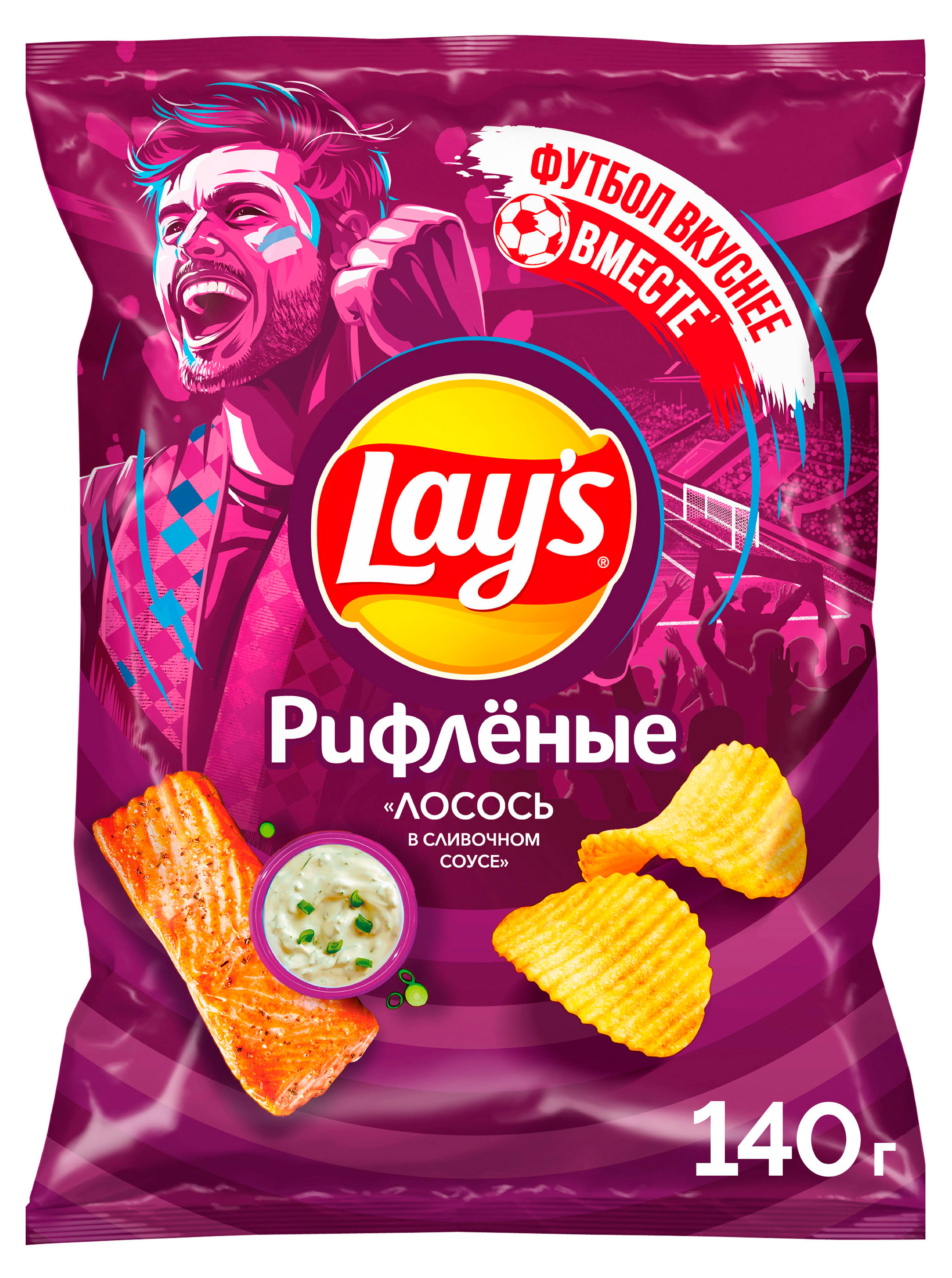 Чипсы картофельные Lay's Лосось в сливочном соусе рифленые, 140 г