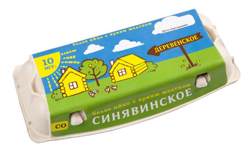 Яйцо куриное Синявское Деревенское с ярким желтком С0 белое, 10 шт