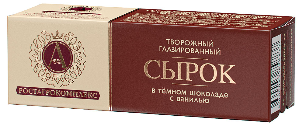 Сырок глазированный творожный А.Ростагрокомплекс в тёмном шоколаде с ванилью батончик 26%, 50 г