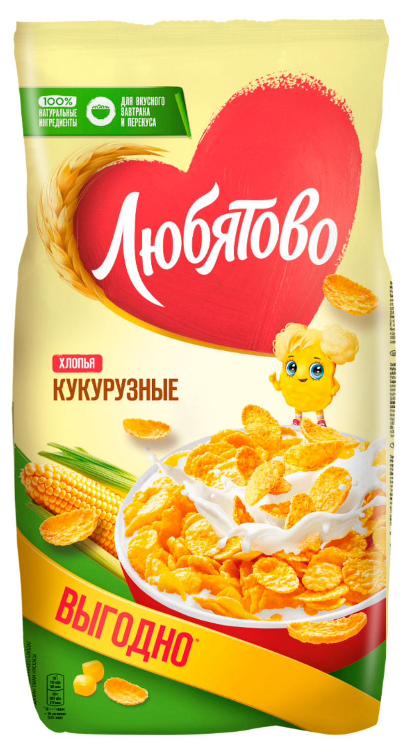 Хлопья кукурузные Любятово, 600 г