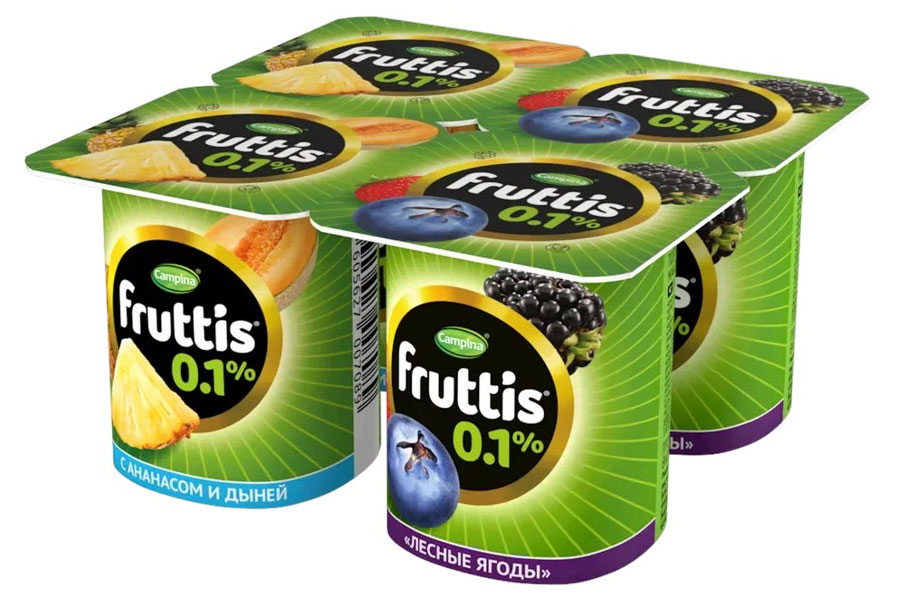 Йогуртный продукт густой ложковый Fruttis ананас-дыня/лесные ягоды 0,1%, 110 г