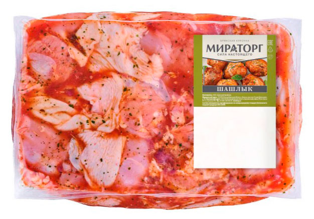 Шашлык из мяса цыпленка-бройлера Мираторг в маринаде охлажденный, ~ 2,2 кг