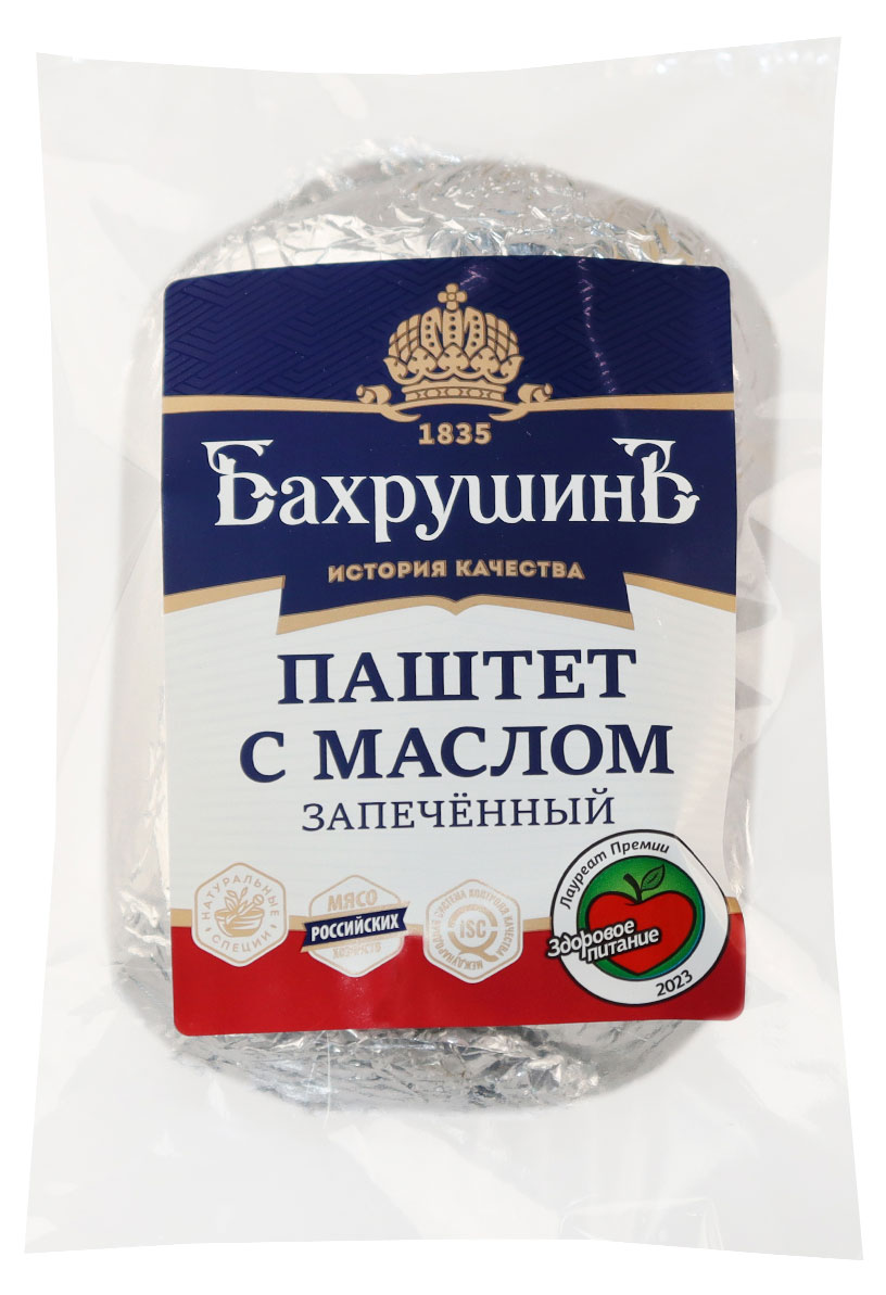 Паштет печеночный из куриной и свиной печени Бахрушинъ с маслом охлажденный, 370 г