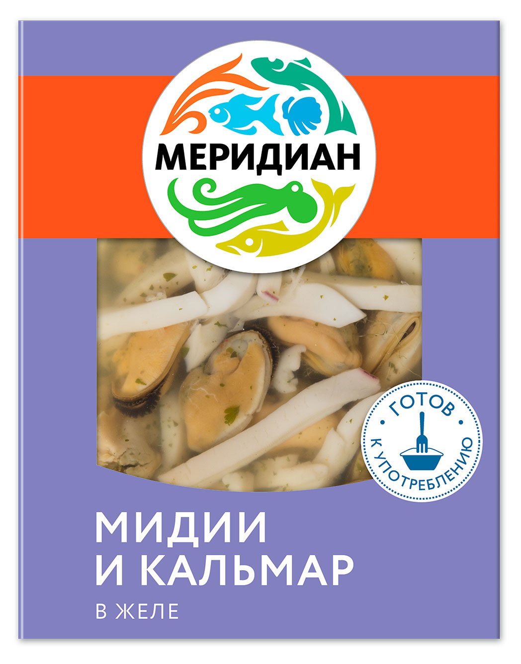 Мидии и кальмар Меридиан в желе, 200 г