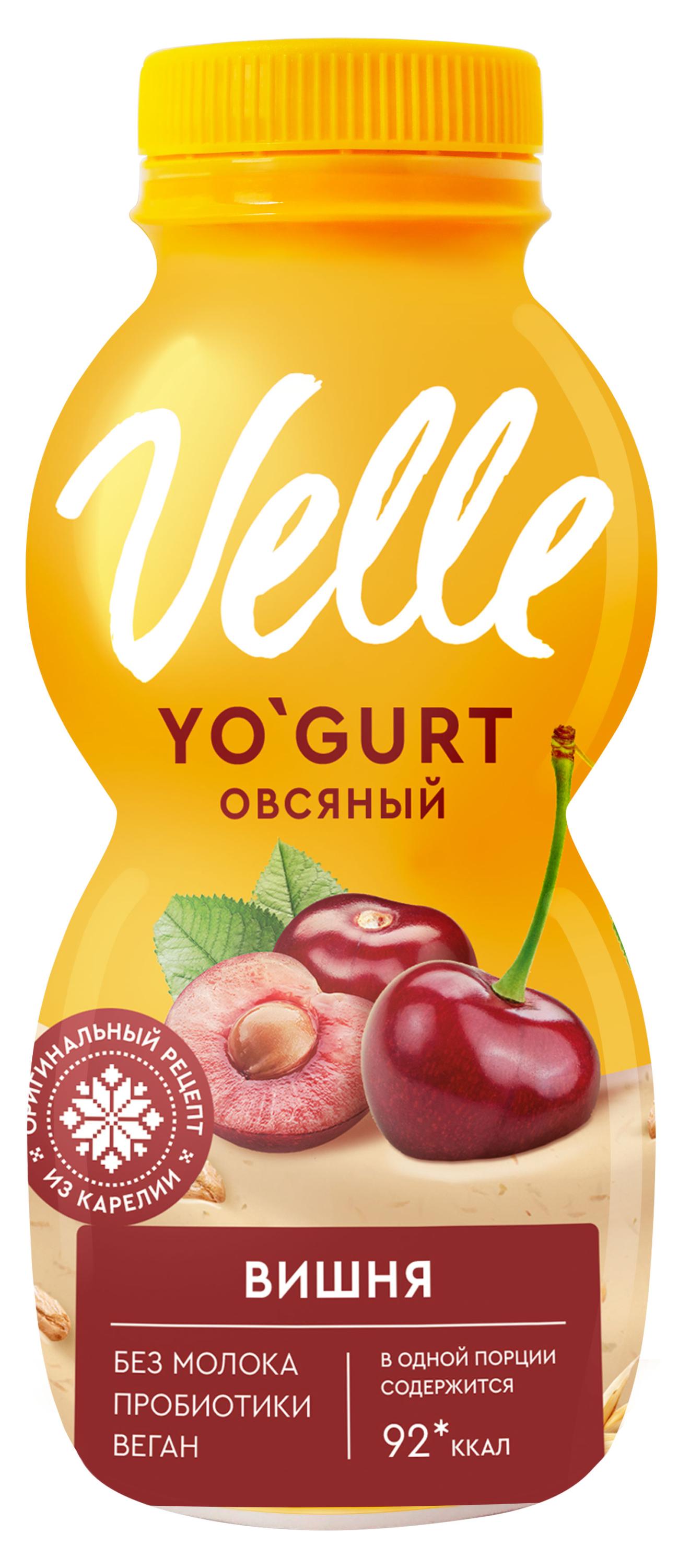 Продукт овсяный Velle Vegan Йогурт питьевой ферментированный вишня охлажденный, 250 г