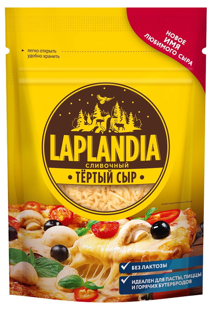 Сыр полутвердый сливочный тертый Viola Laplandia без лактозы в пакете 45% БЗМЖ, 150 г