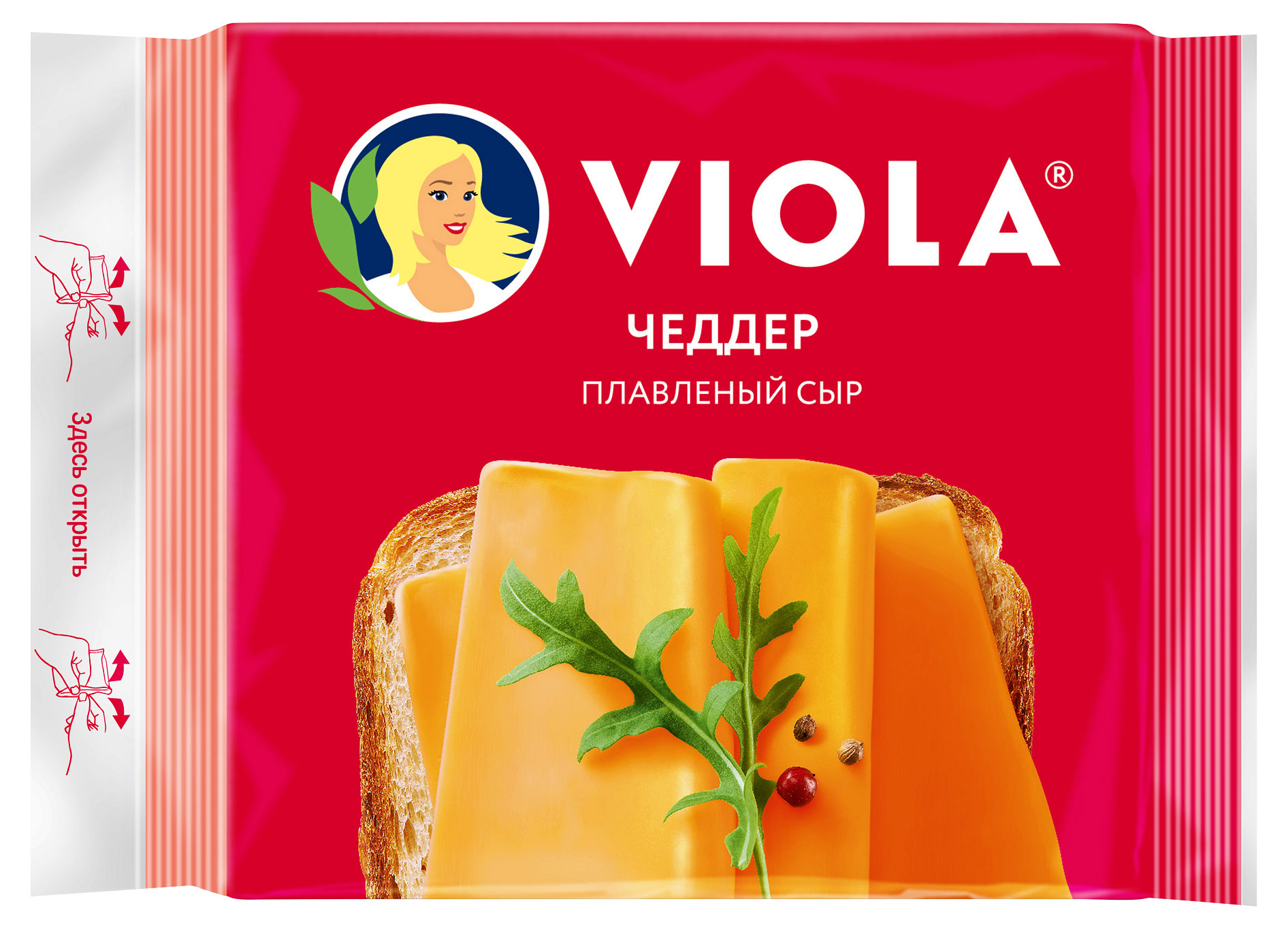 Сыр плавленый тостовый Viola Чеддер слайсы БЗМЖ, 140 г