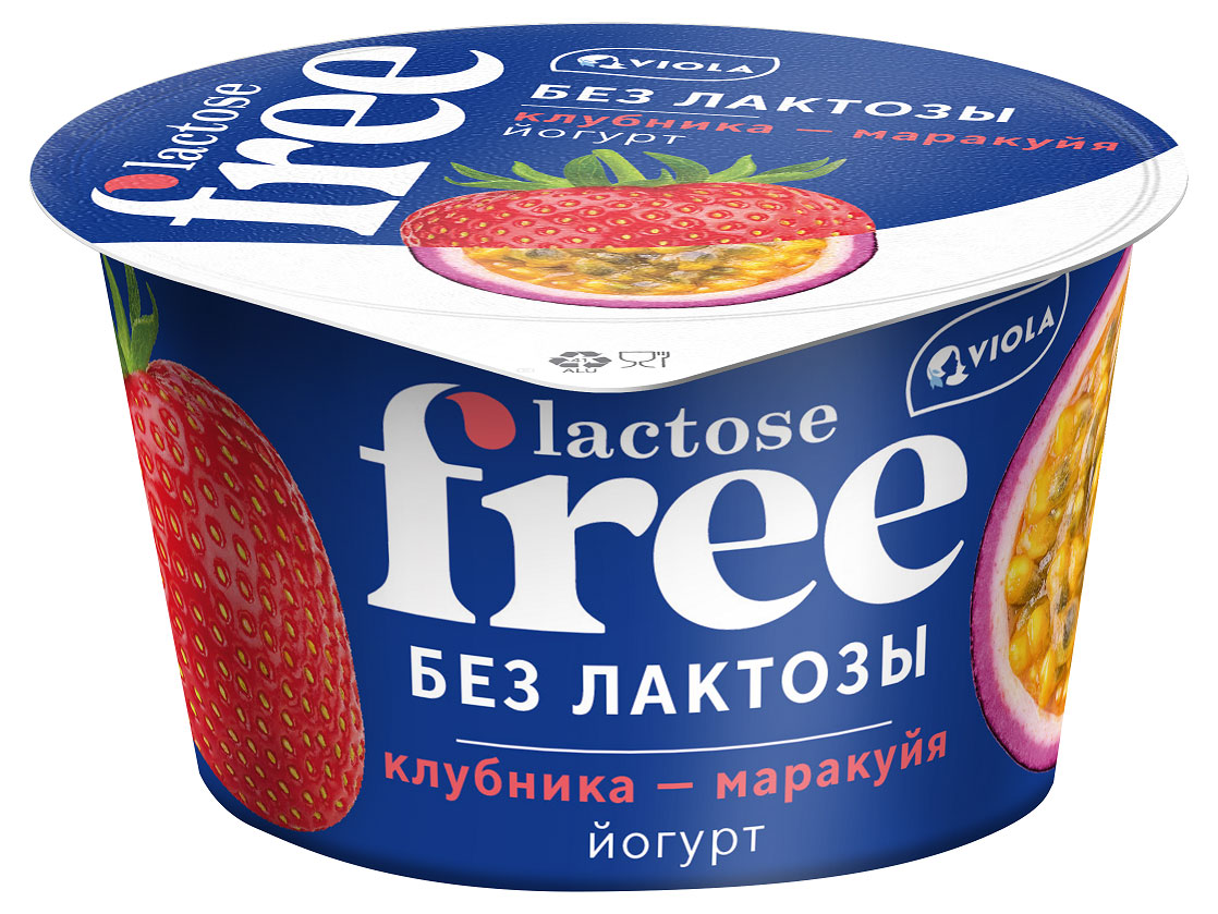 Йогурт густой ложковый Viola Lactose Free клубника маракуйя безлактозный 2,7%, 180 г