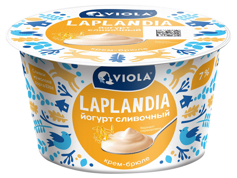 Йогурт сливочный густой ложковый со вкусом крем-брюле Viola Laplandia 7% БЗМЖ, 180 г