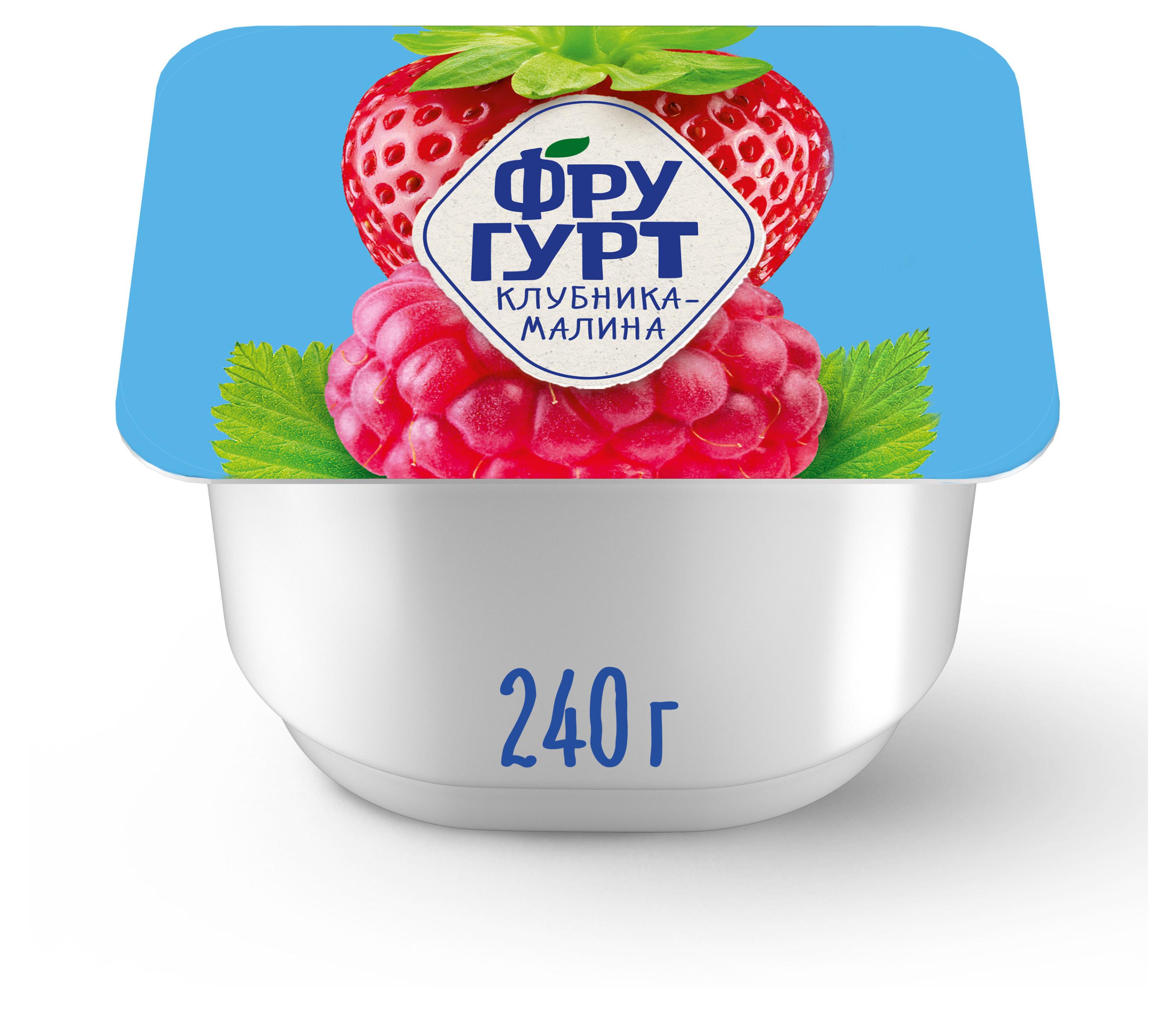 Йогурт густой ложковый Фругурт Большая порция клубника малина 2% БЗМЖ, 240 г