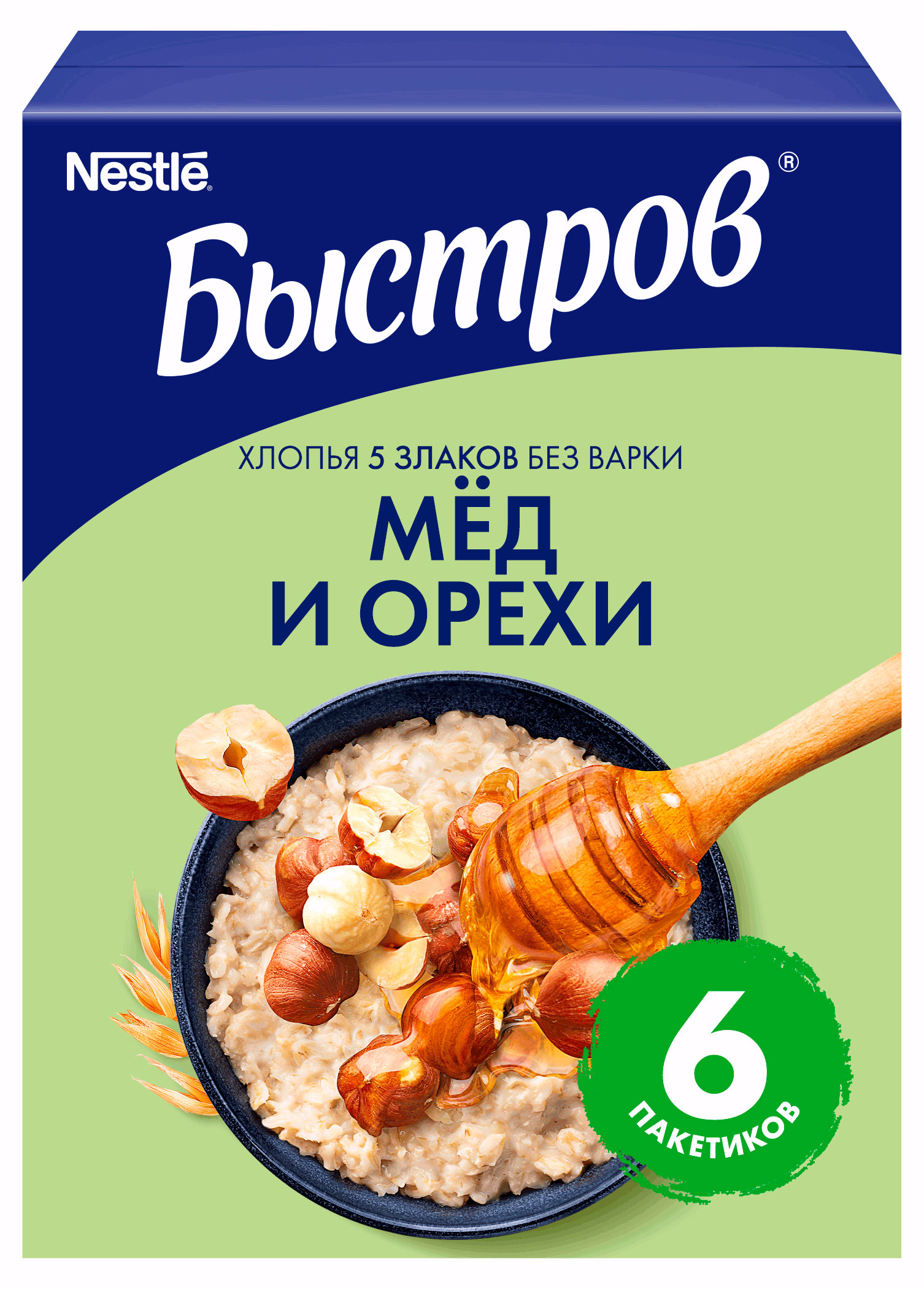 Каша овсяная Быстров мед и орехи, 240 г