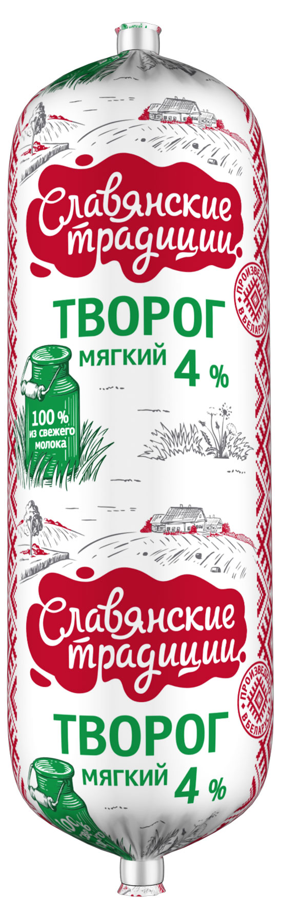 Творог мягкий Славянские традиции батон 4% БЗМЖ Беларусь, 400 г