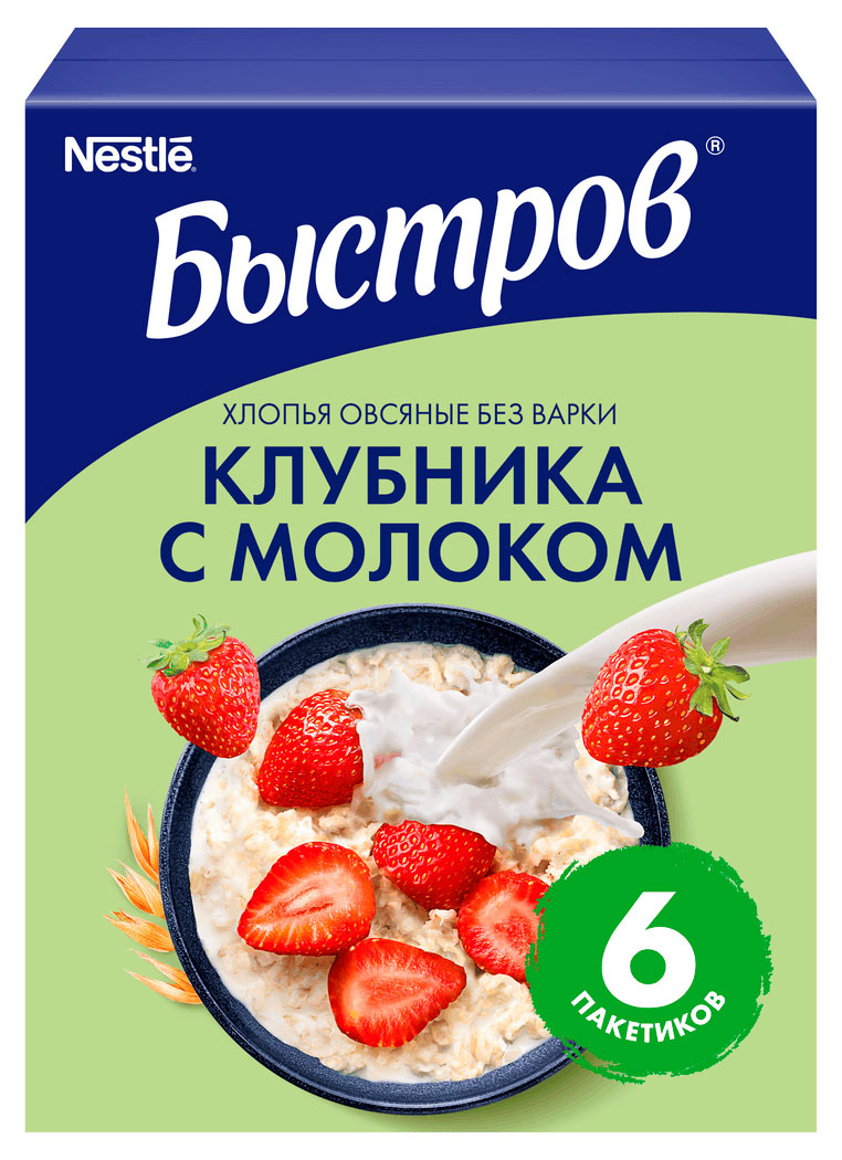 Каша овсяная Быстров с клубникой и молоком, 240 г