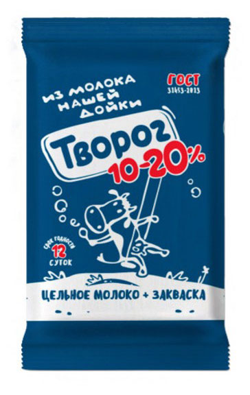 Творог Из молока Нашей дойки из цельного молока 10-20% БЗМЖ, 180 г
