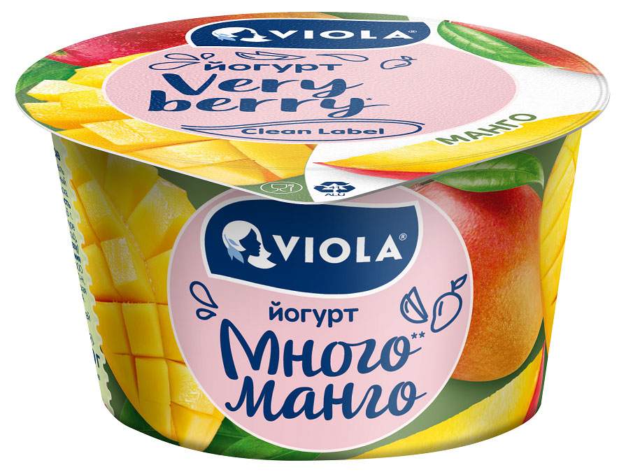 Йогурт густой ложковый Viola Very Berry Много манго c манго 2.6% БЗМЖ, 180 г