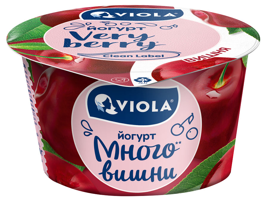 Йогурт густой ложковый Viola Very Berry Много вишни c вишней 2.6% БЗМЖ, 180 г