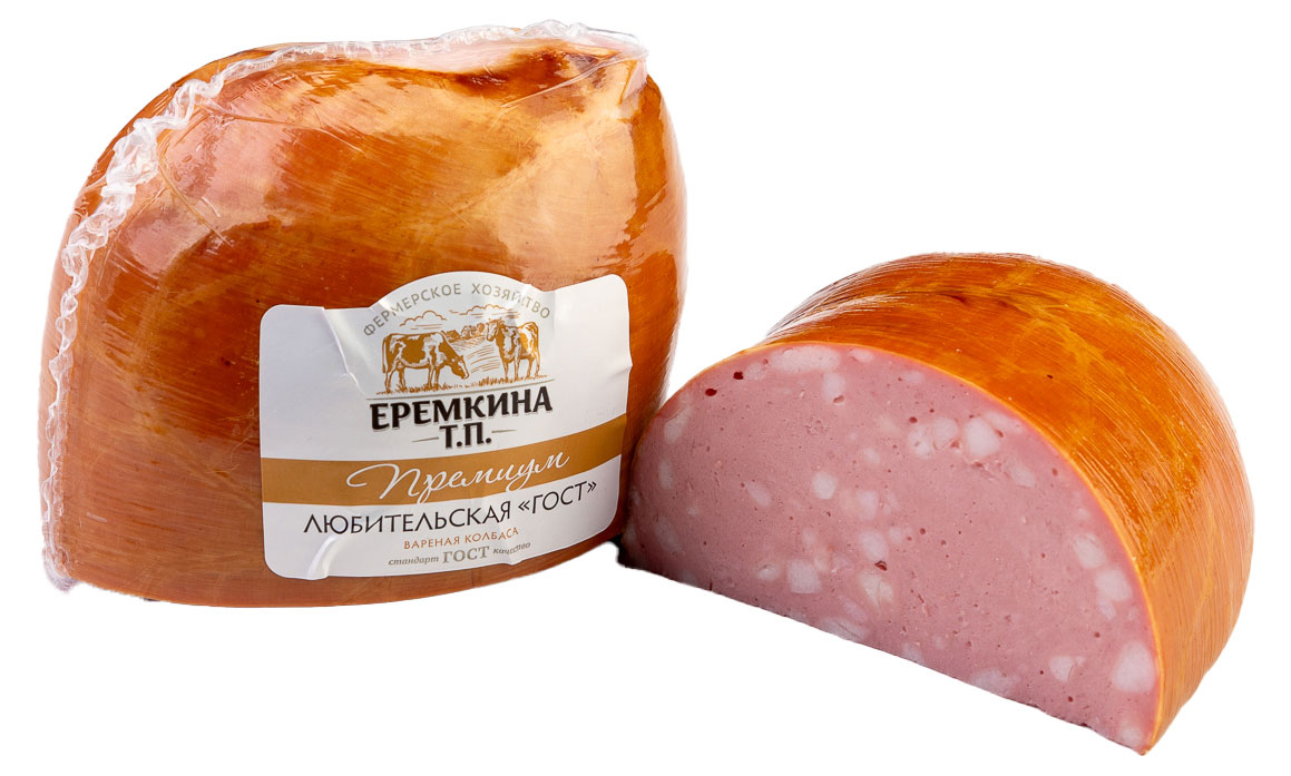 Колбаса вареная КФХ Еремино поле Премиум Любительская ГОСТ, ~ 1 кг