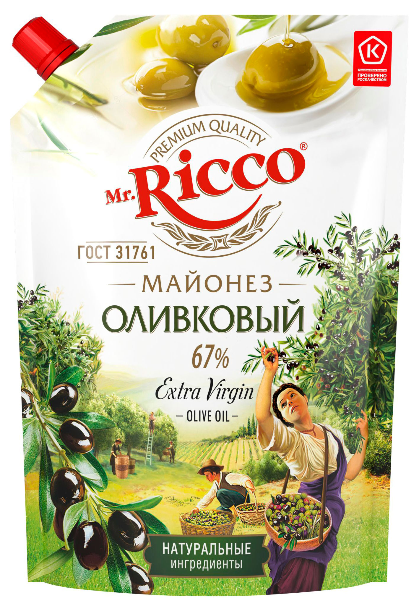 Майонез Mr.Ricco Оливковый 67% охлажденный, 800 мл