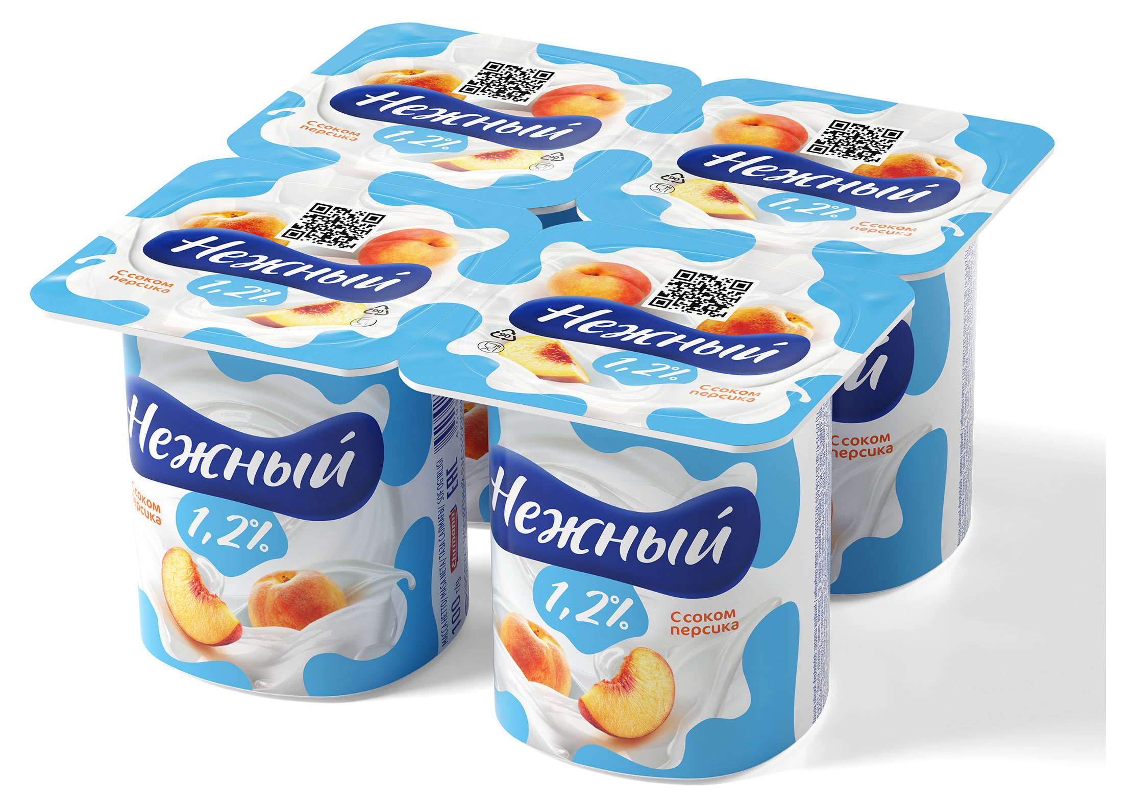 Йогуртный продукт густой ложковый Нежный с соком персика 1,2%, 100 г