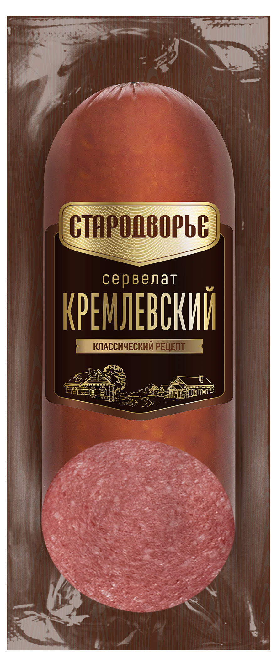 Колбаса Сервелат варено-копченый Стародворье Кремлевский полубатон, 350 г