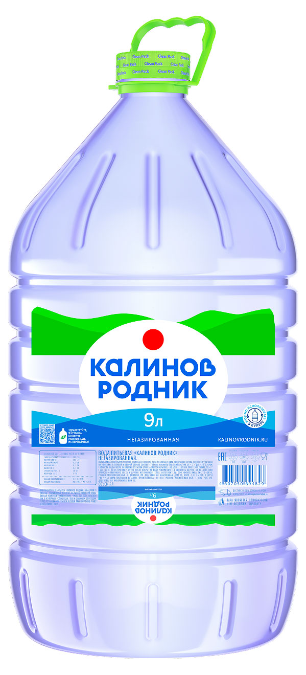 Вода Калинов Родник питьевая, для кулера, 9 л