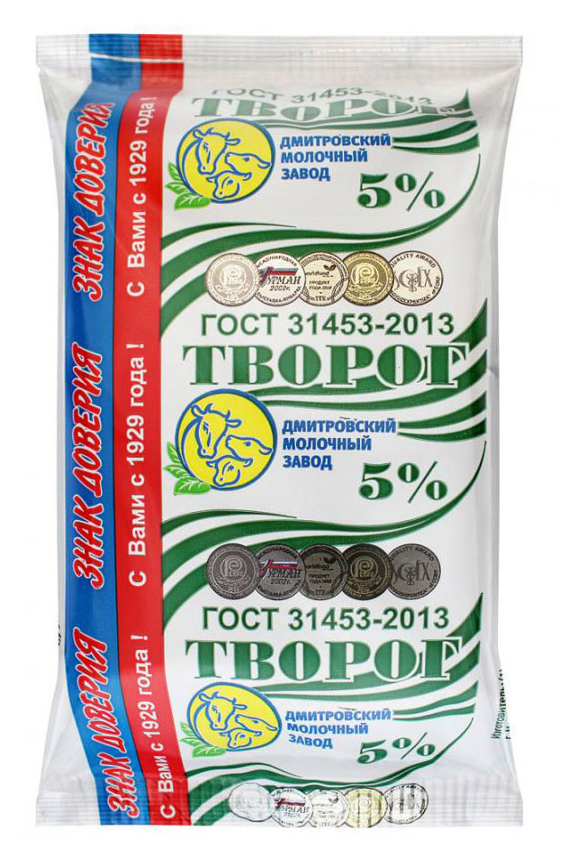 Творог Дмитровский МЗ брикет 5% БЗМЖ, 180 г