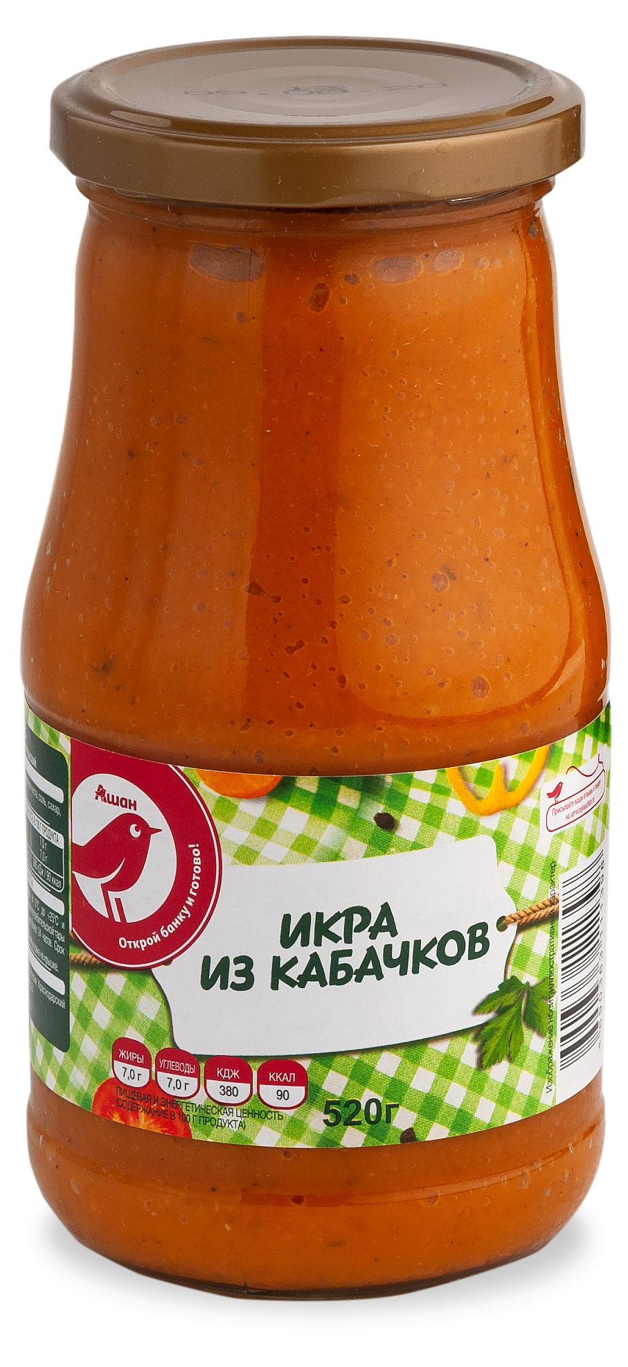 Икра АШАН Красная птица из кабачков, 520 г