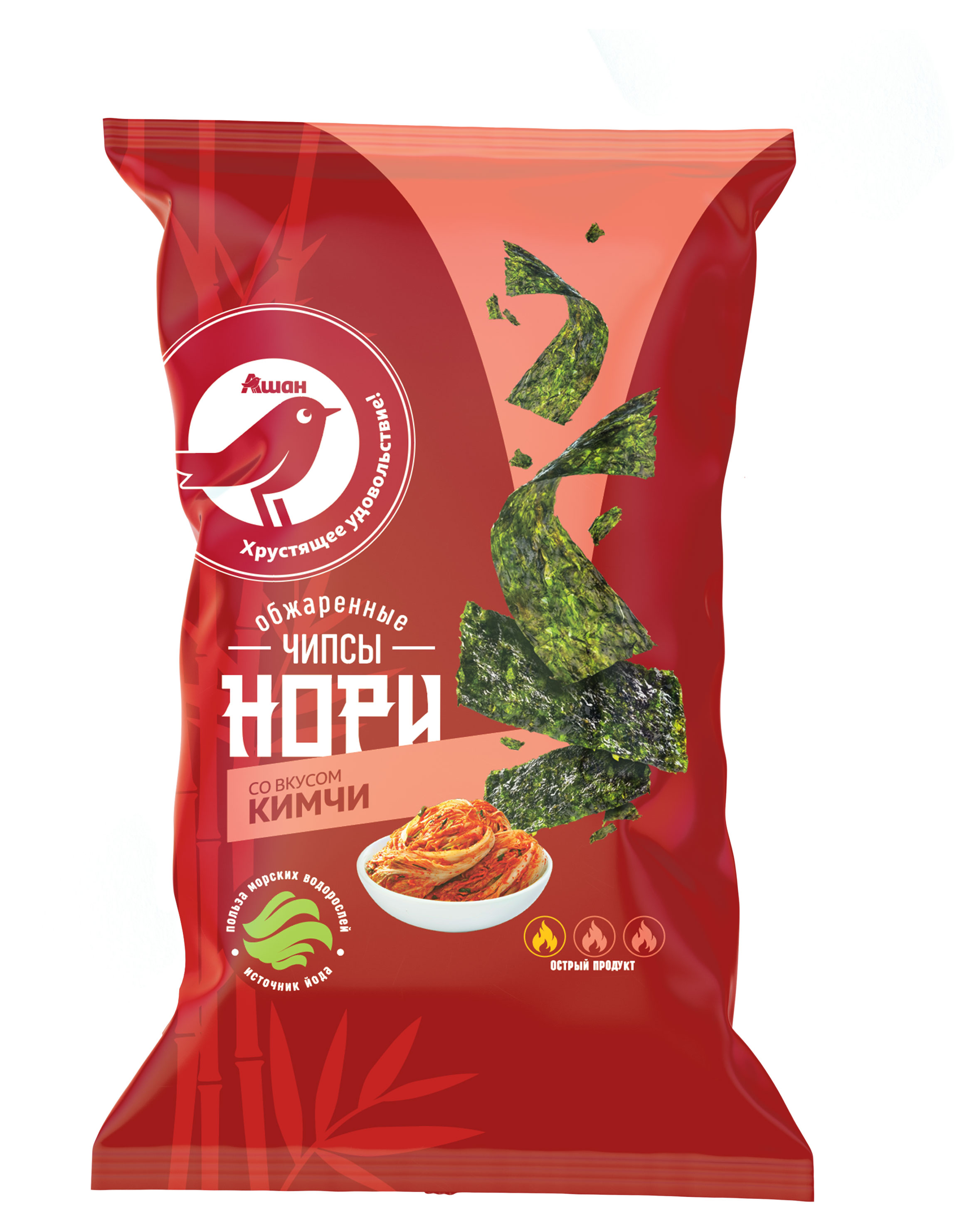Чипсы Нори АШАН Красная птица с кимчи, 5 г