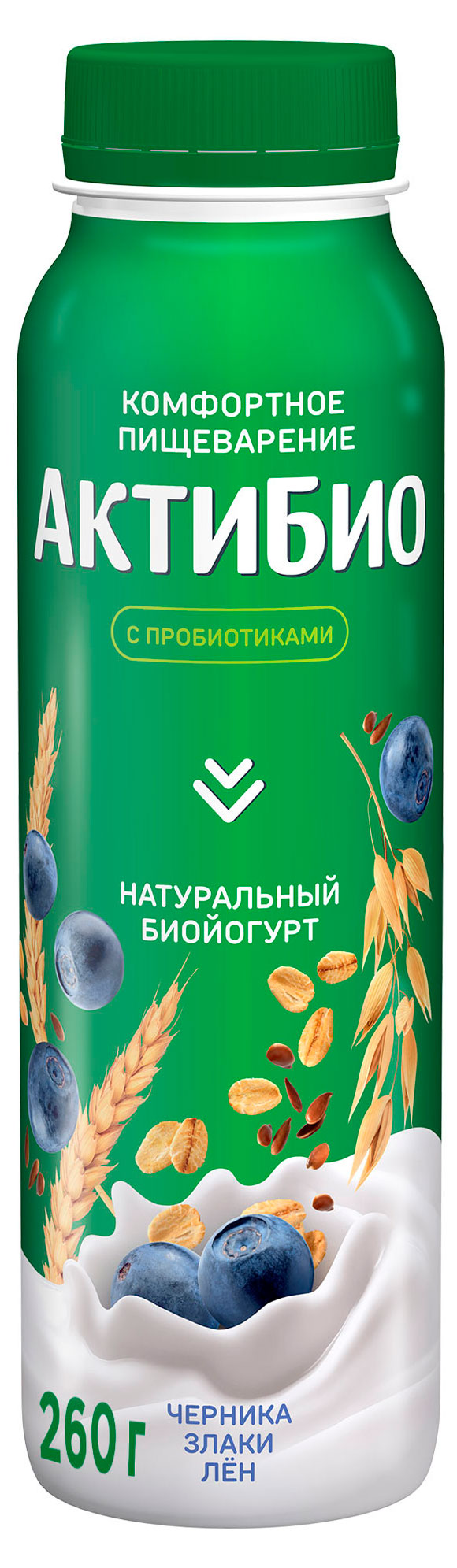 Йогурт питьевой АктиБио с черникой и 5 злаками 1,6% БЗМЖ 260 г