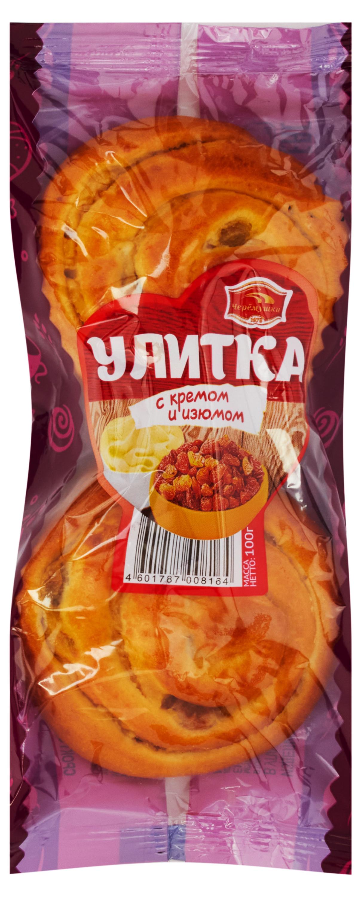 Улитка Черемушки с кремом и изюмом, 100 г