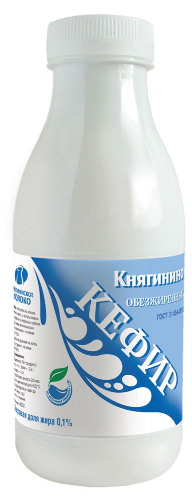 Кефир Княгинино обезжиренный 0% БЗМЖ, 430 г