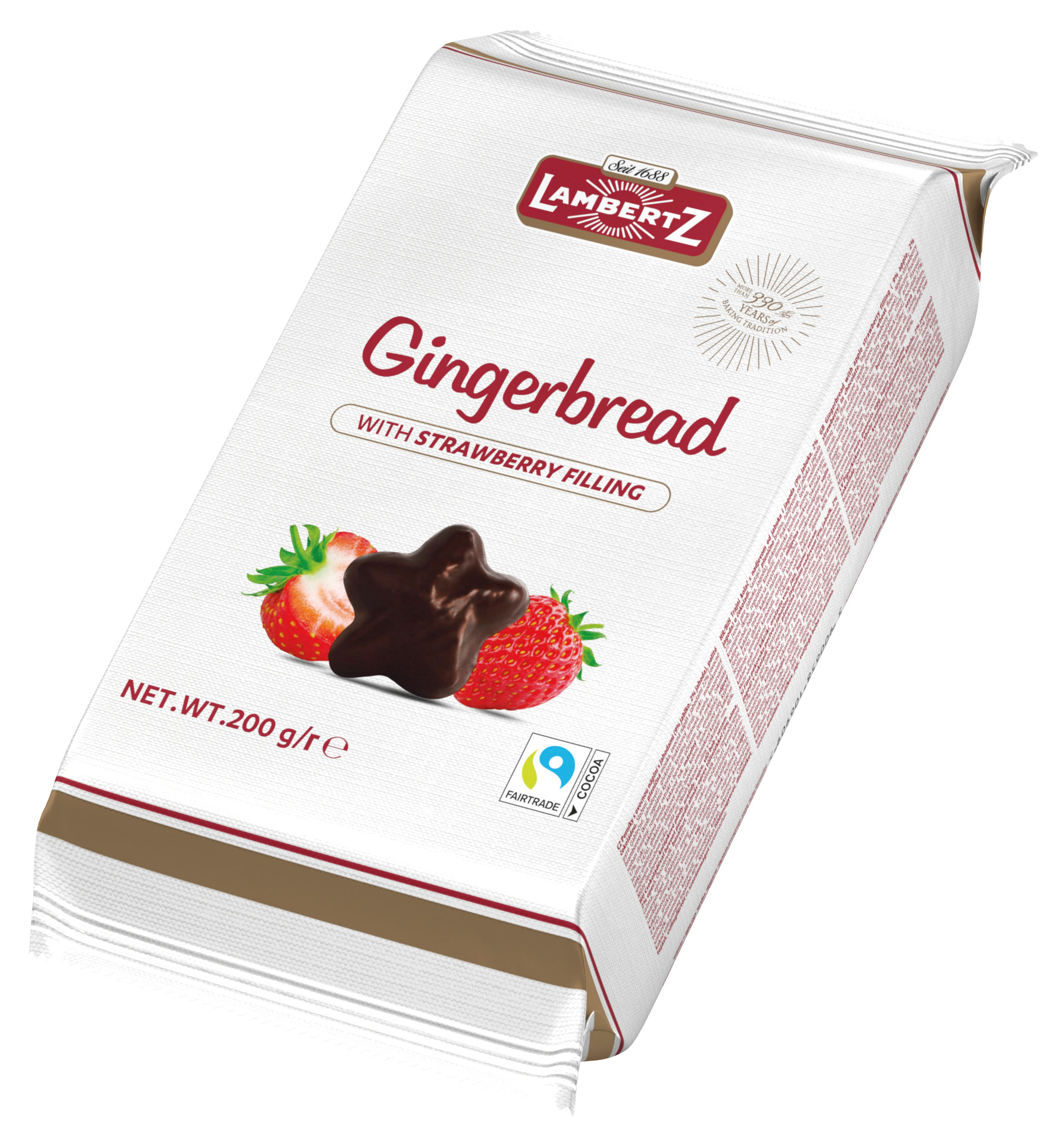 Пряники Lambertz Gingerbread с клубничной начинкой в шоколаде, 200 г
