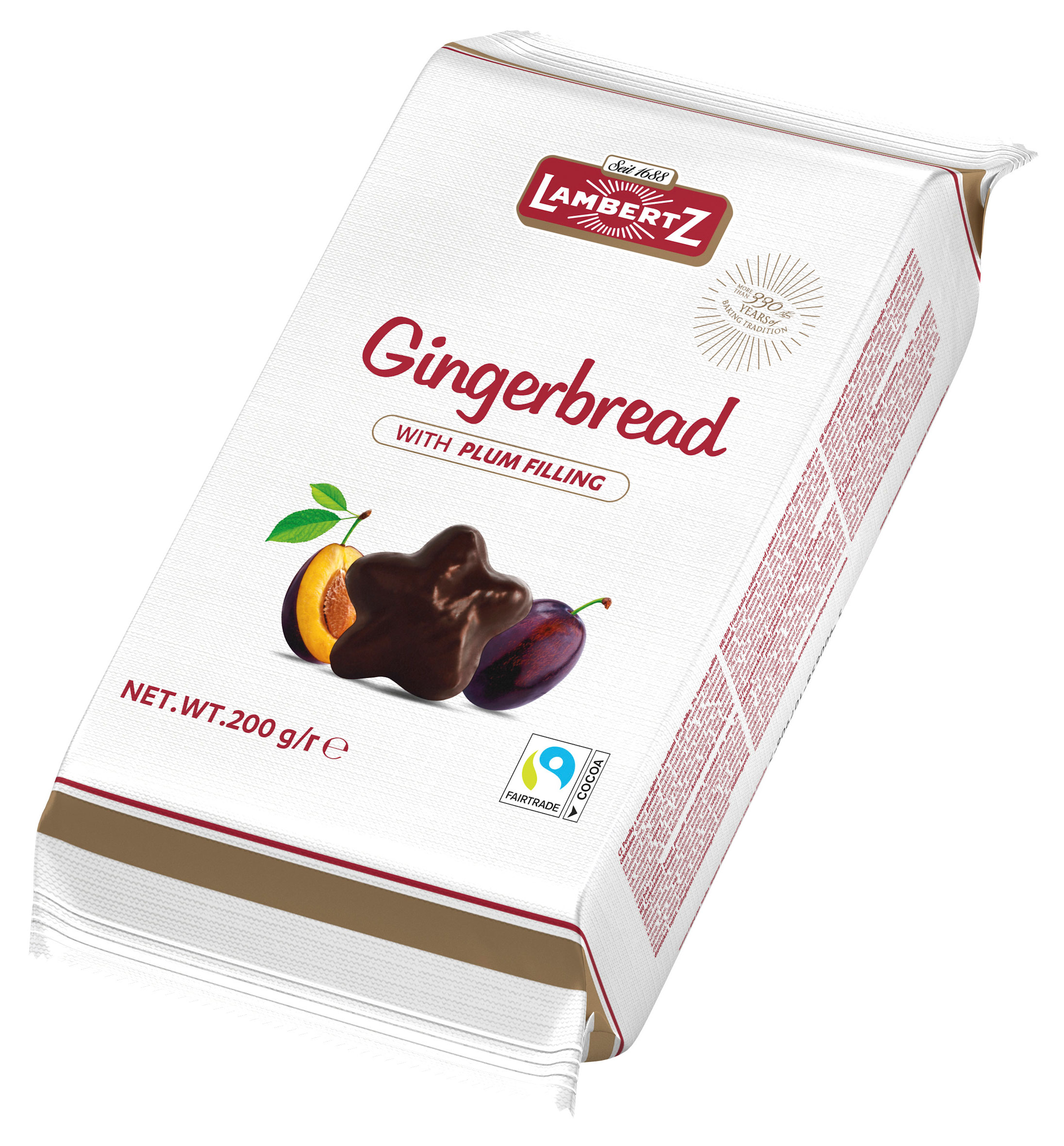 Пряники Lambertz Gingerbread со сливовой начинкой в шоколаде, 200 г