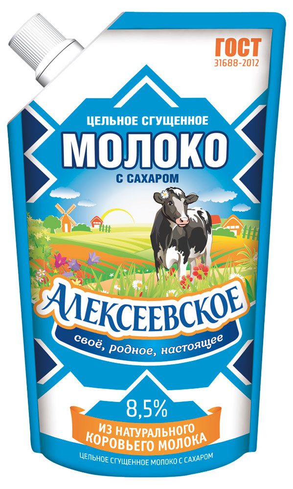 Молоко сгущенное цельное Алексеевское с сахаром 8,5% ГОСТ БЗМЖ, 270 г