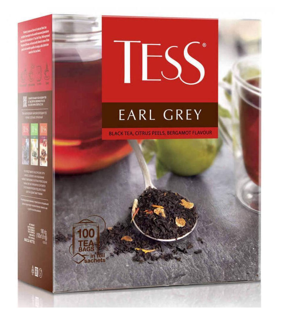 Чай черный Tess Earl Grey бергамот, 1,6 г х 100 шт