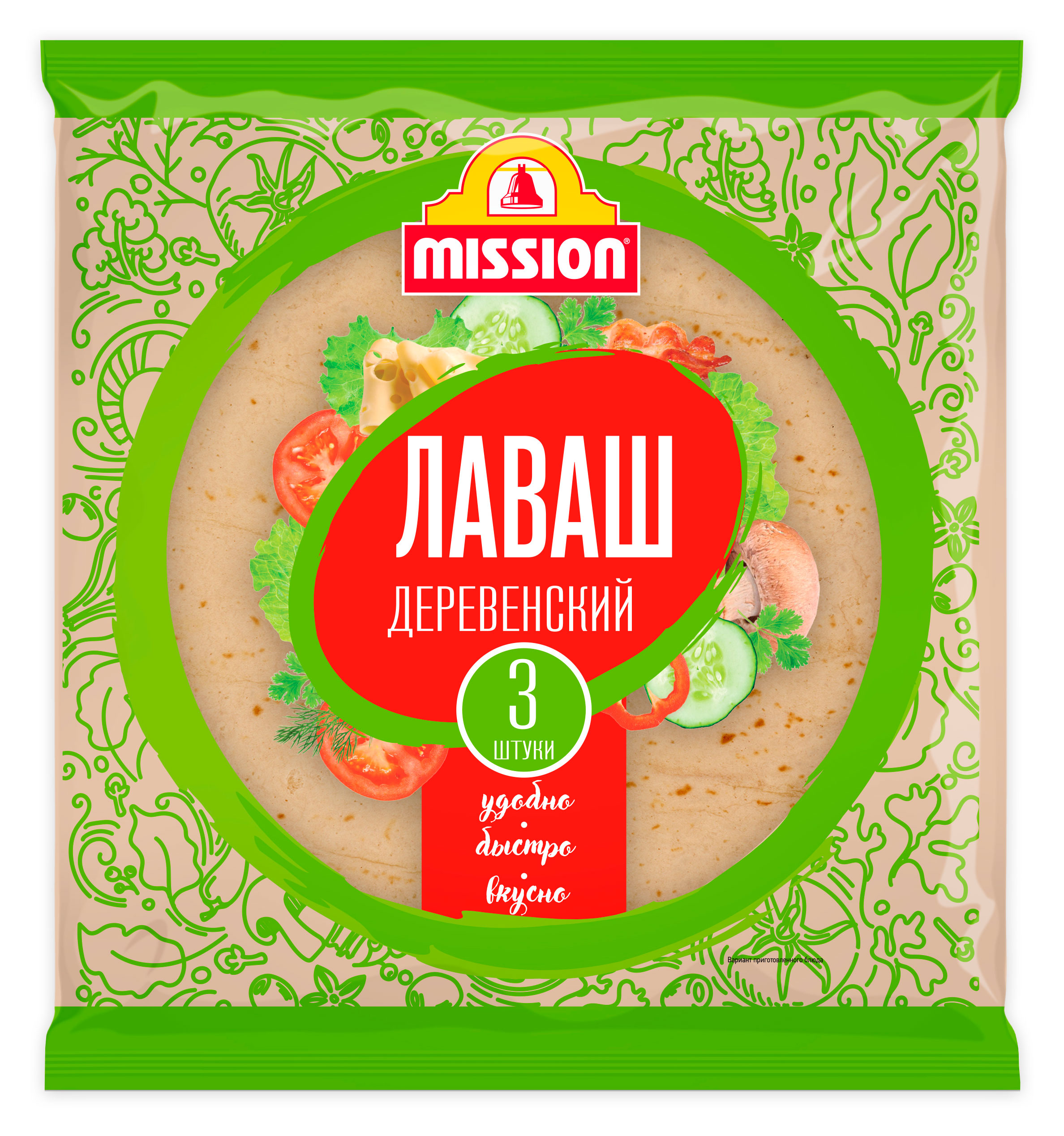 Лаваш пшеничный Mission Деревенский 3 шт, 270 г
