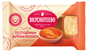 Сырок глазированный творожный Вкуснотеево в карамельной глазури со сгущённым варёным молоком батончик 16%, 40 г