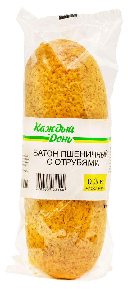 Батон пшеничный Каждый день с отрубями без добавления сахара, 300 г