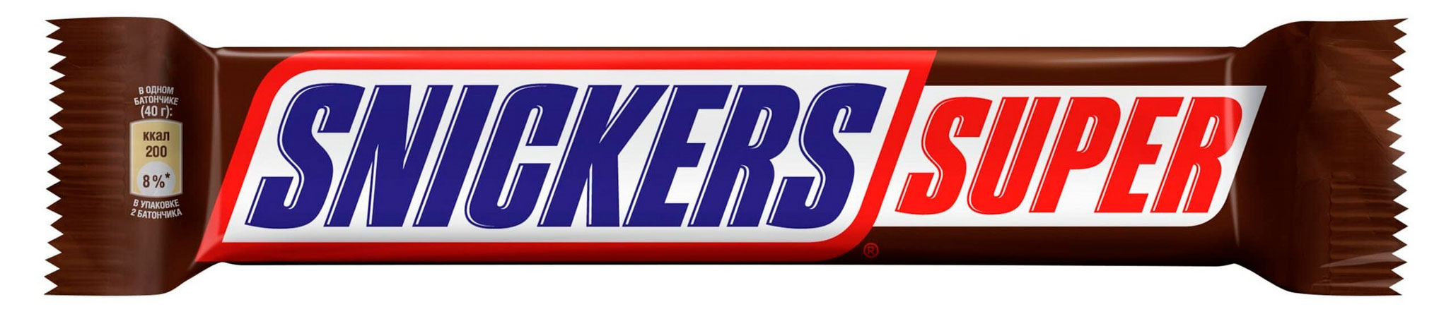 Батончик шоколадный Snickers Super с карамелью арахисом и нугой, 80 г