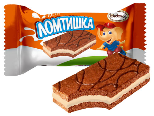 Десерт бисквитный АККОНД Ломтишка с кремовой начинкой карамелизированное молоко, вес