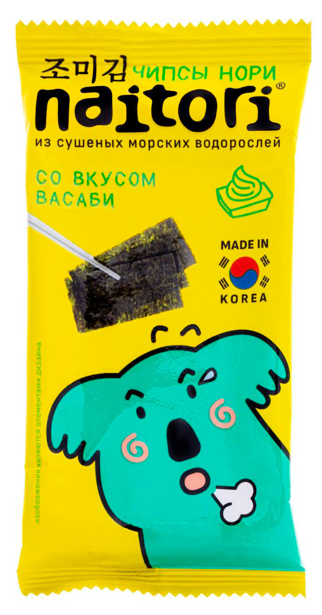 Чипсы Naitori нори из сушеных морских водорослей васаби, 3 г