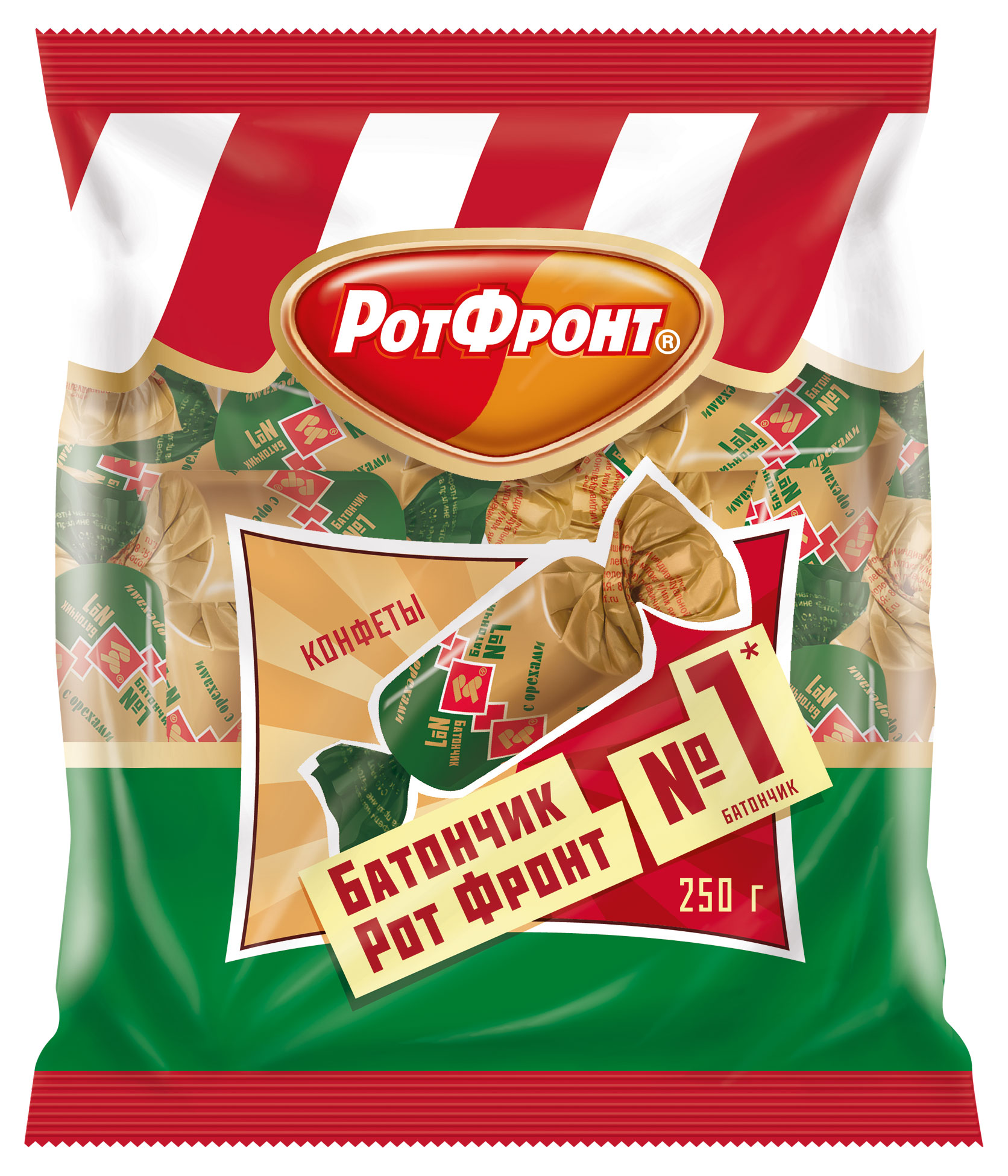 Конфеты Рот Фронт батончики с орехами, 250 г