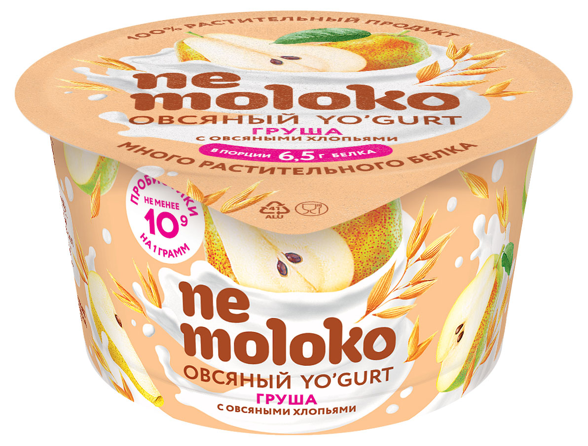 Йогурт овсяный Nemoloko груша овсяные хлопья для детей старше 3х лет 5% охлажденный, 130 г