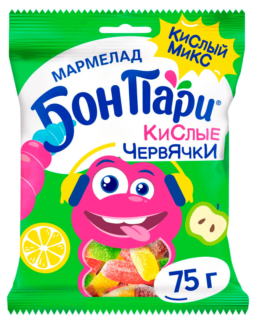 Мармелад жевательный Бон Пари кислые червячки, 75 г