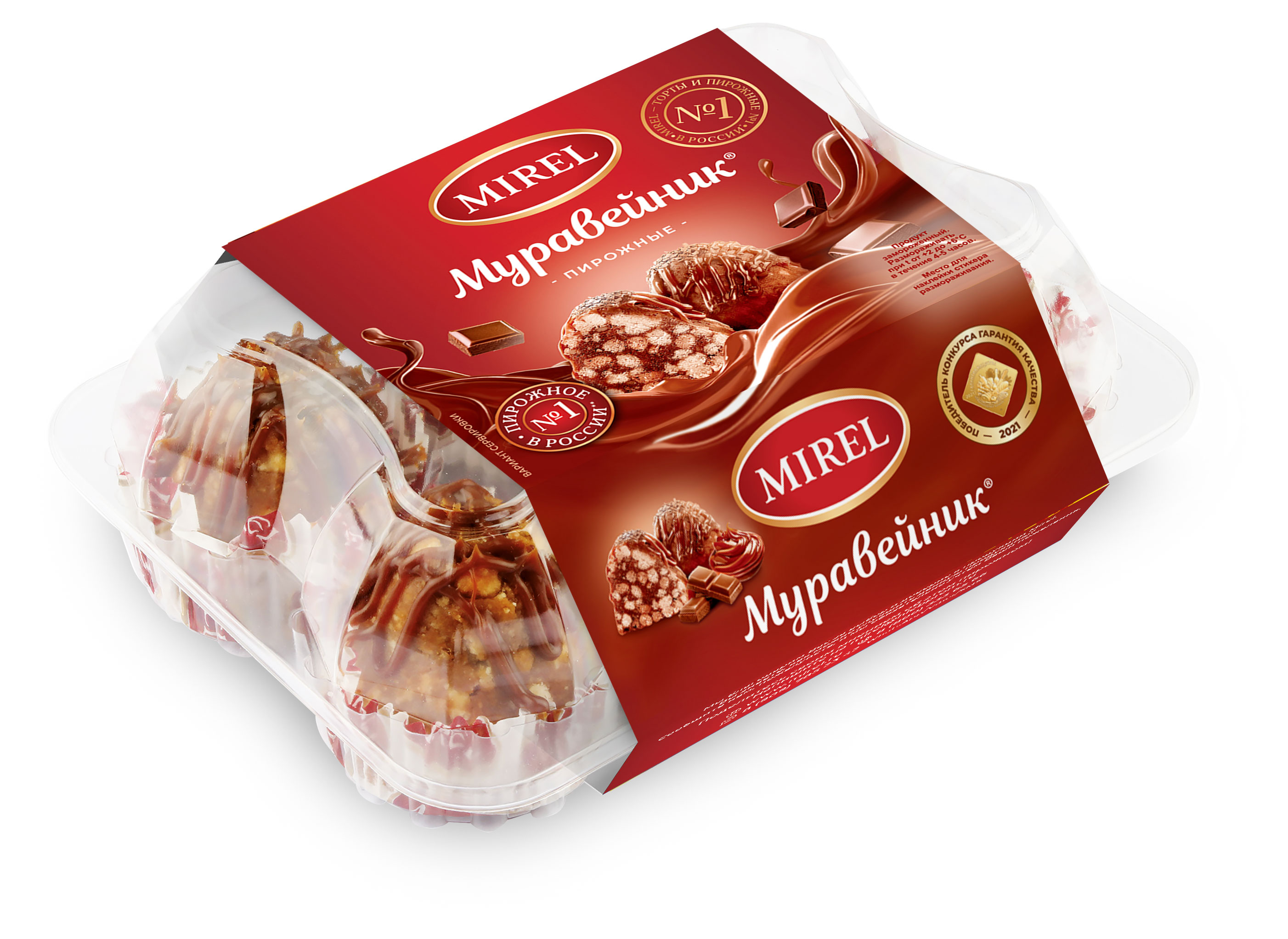 Пирожное песочное MIREL Муравейник с вареной сгущенкой и бельгийским шоколадом охлажденные 6 шт, 340 г