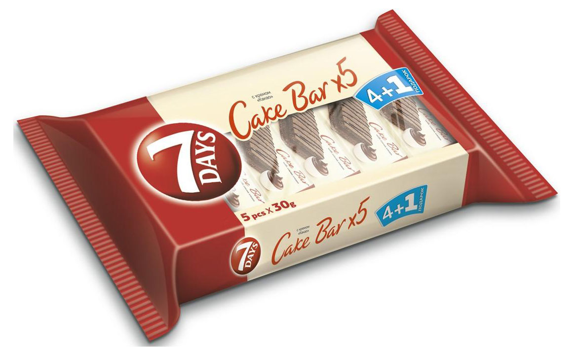 Пирожное бисквитное 7Days Cake Bar неглазированное с кремом какао, 150 г